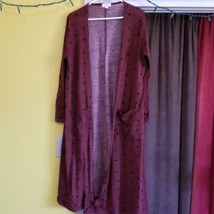 Burgandy polka dot Lularoe Sarah
